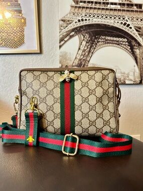 Authentic Gucci  GG PVC Leather Crossbody Bag